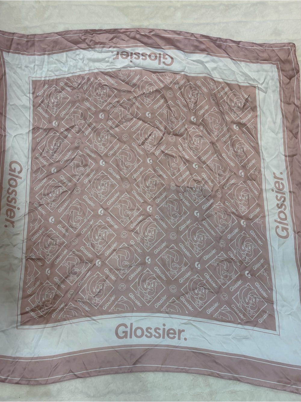 Glossier Dusty Rose and White Logo Throw